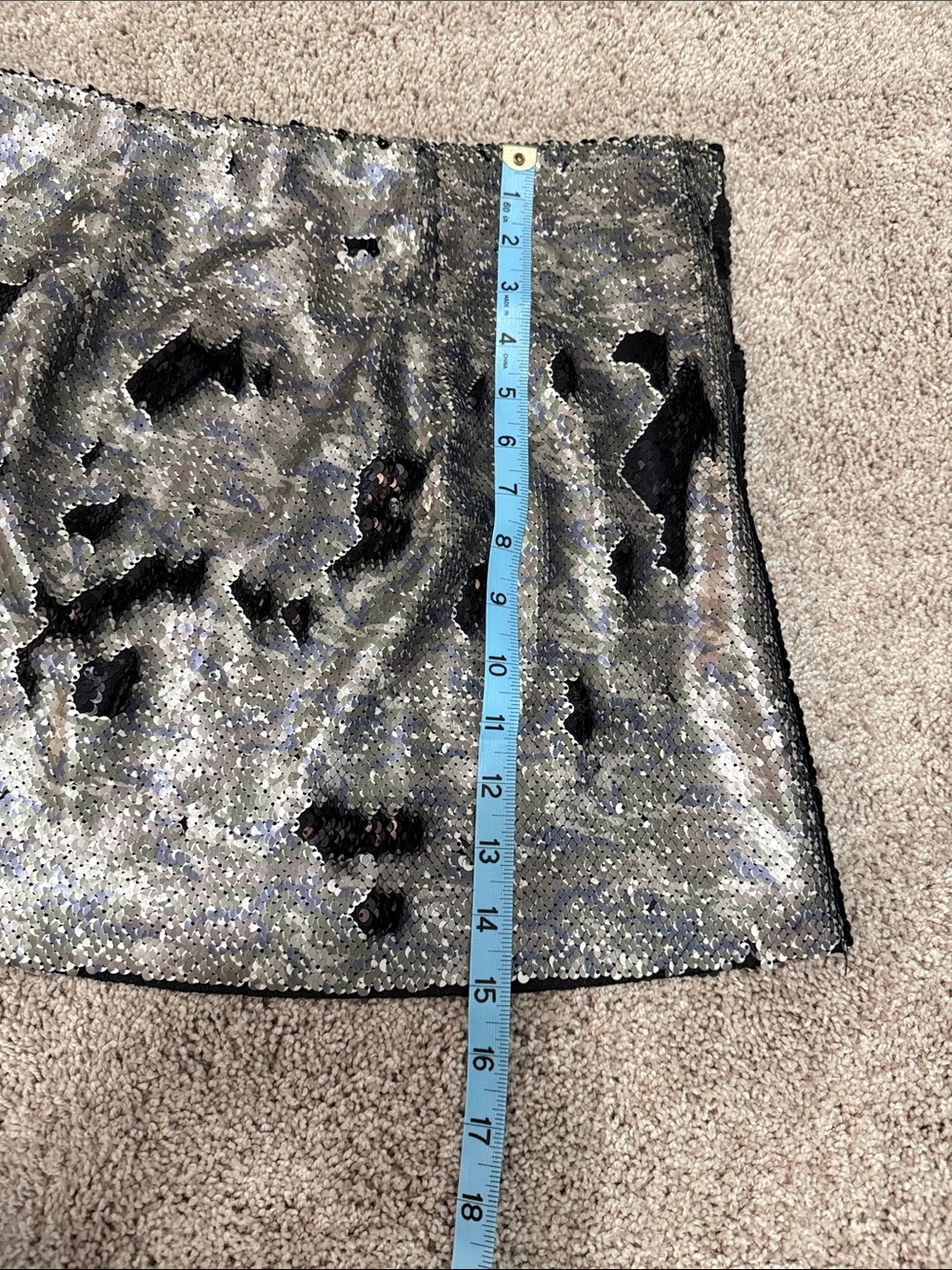 NWOT Free People Silver Multi Colored Sequin Mini Skirt with Black Detail - Picture 11 of 15
